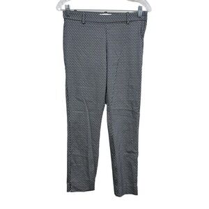 H&M Cropped Slim Pants Mid Rise Stretch Side‎ Zip Blue Pattern Print Women 6